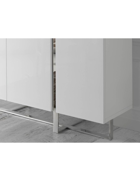 Aparador alto madera blanco y acero cromado