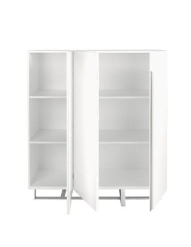 Aparador alto madera blanco y acero cromado