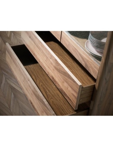 Aparador alto nogal con tapa de cristal...