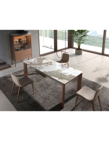 Aparador alto nogal con tapa de cristal...