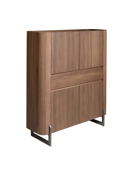 Aparador alto nogal y acero visón metal