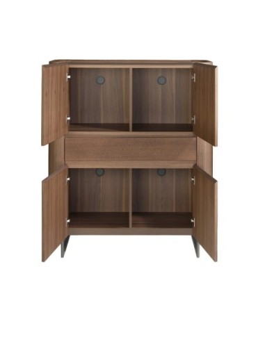 Aparador alto nogal y acero visón metal