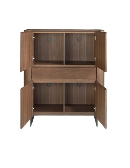 Aparador alto nogal y acero visón metal