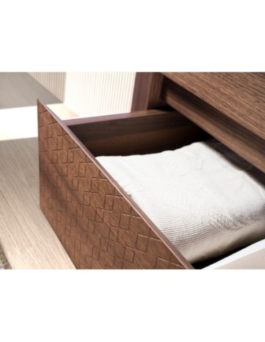 Aparador alto nogal y acero visón metal