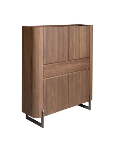 Aparador alto nogal y acero visón metal