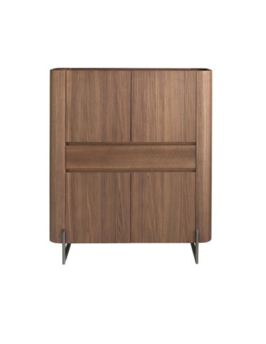 Aparador alto nogal y acero visón metal