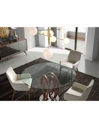 Aparador cristal negro efecto espejo, nogal y...