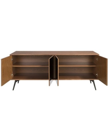 Aparador cristal negro efecto espejo, nogal y...