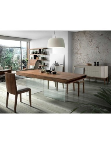 Aparador madera beige y nogal