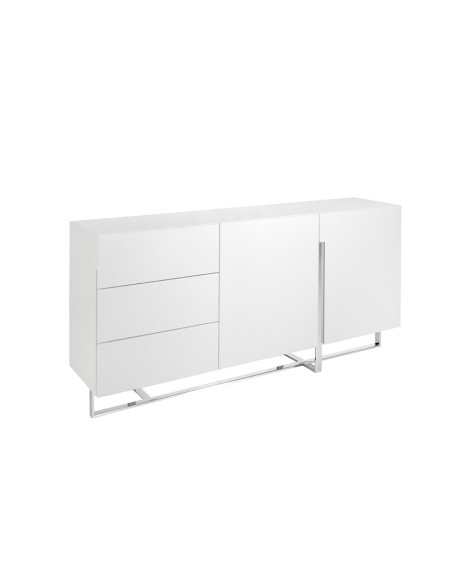 Aparador madera blanco y acero cromado