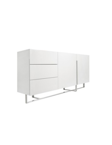 Aparador madera blanco y acero cromado