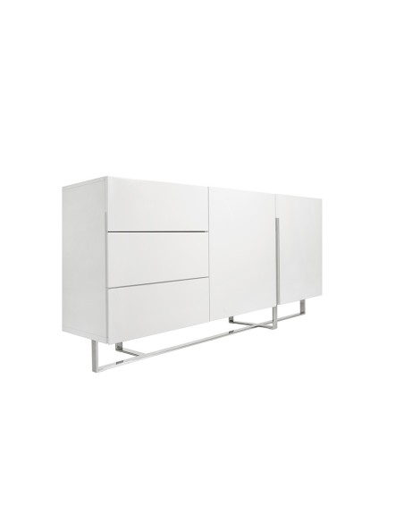 Aparador madera blanco y acero cromado