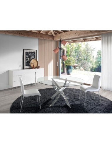 Aparador madera blanco y acero cromado