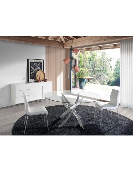 Aparador madera blanco y acero cromado