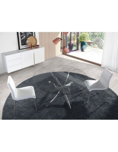 Aparador madera blanco y acero cromado