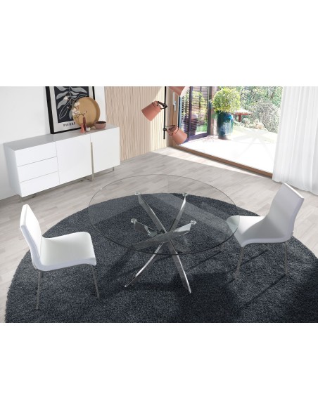 Aparador madera blanco y acero cromado