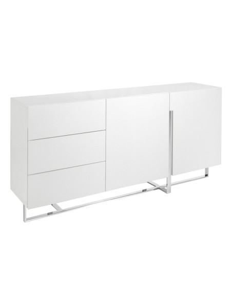 Aparador madera blanco y acero cromado