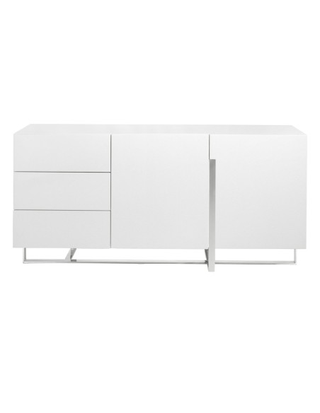 Aparador madera blanco y acero cromado