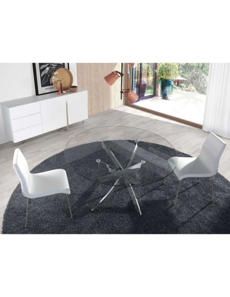 Aparador madera blanco y acero cromado