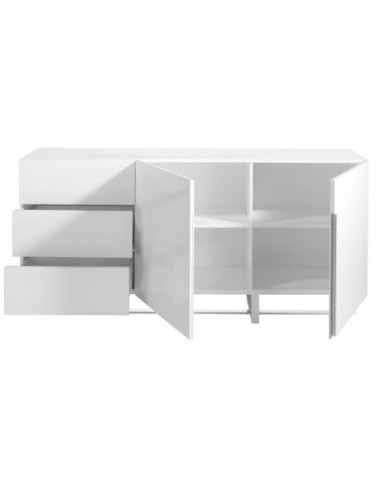 Aparador madera blanco y acero cromado