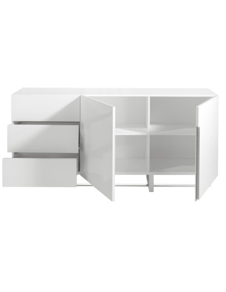 Aparador madera blanco y acero cromado