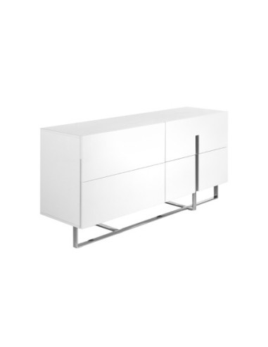 Aparador madera blanco y acero cromado