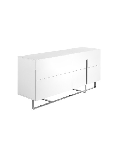 Aparador madera blanco y acero cromado