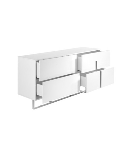 Aparador madera blanco y acero cromado