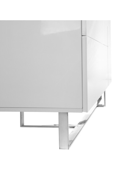 Aparador madera blanco y acero cromado