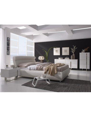 Aparador madera blanco y acero cromado