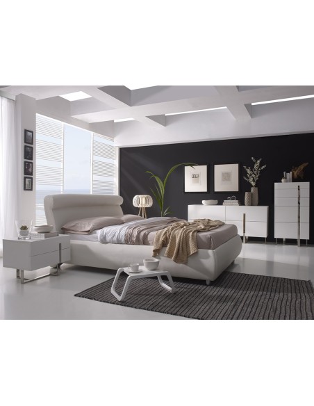 Aparador madera blanco y acero cromado