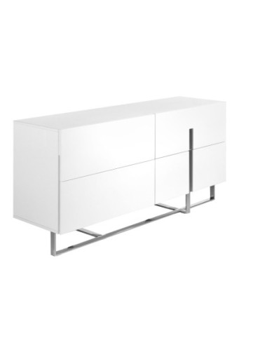 Aparador madera blanco y acero cromado