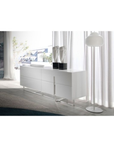 Aparador madera blanco y acero cromado