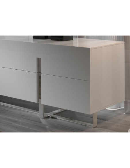 Aparador madera blanco y acero cromado