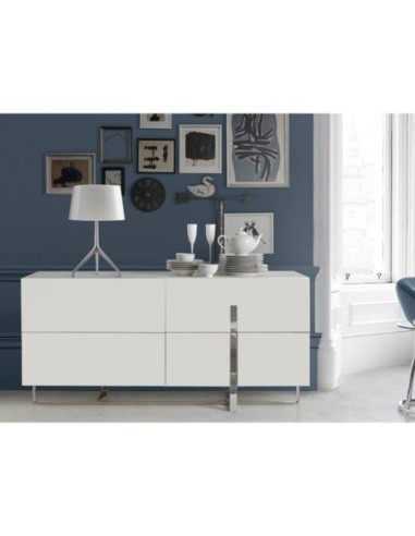 Aparador madera blanco y acero cromado