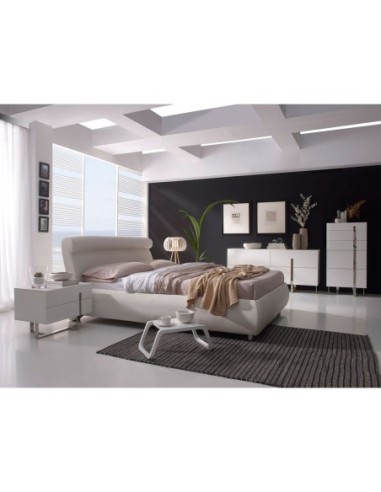 Aparador madera blanco y acero cromado