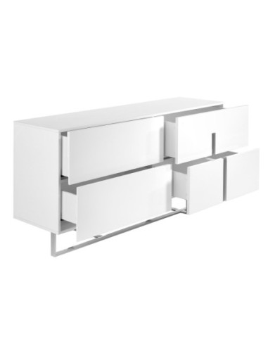 Aparador madera blanco y acero cromado