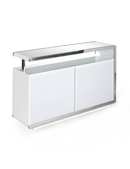 Aparador madera blanco y base acero cromado