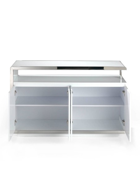 Aparador madera blanco y base acero cromado