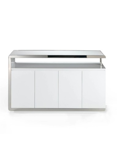 Aparador madera blanco y base acero cromado