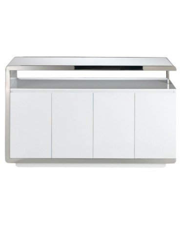 Aparador madera blanco y base acero cromado