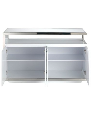 Aparador madera blanco y base acero cromado