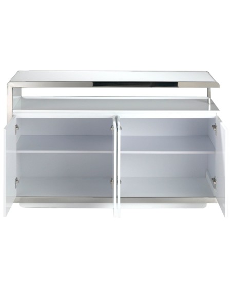 Aparador madera blanco y base acero cromado