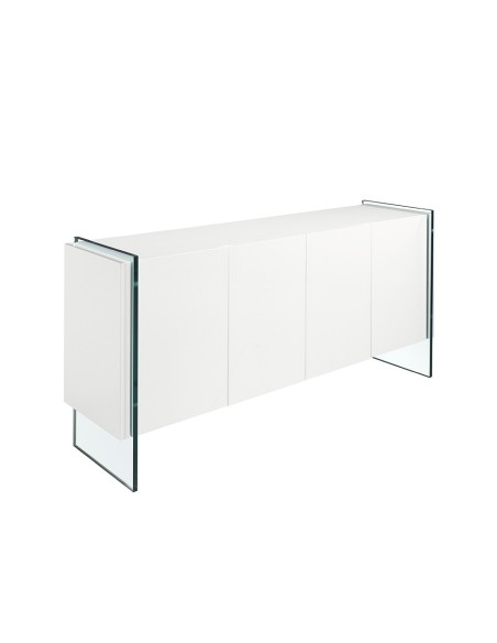 Aparador madera blanco y cristal templado
