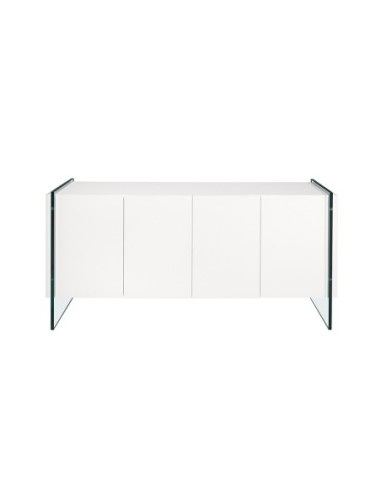 Aparador madera blanco y cristal templado