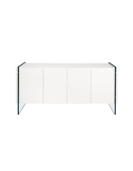 Aparador madera blanco y cristal templado