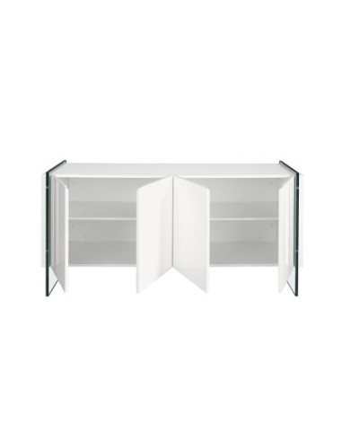 Aparador madera blanco y cristal templado