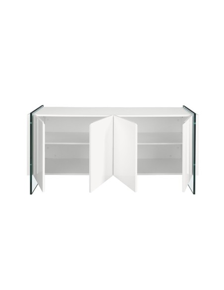 Aparador madera blanco y cristal templado