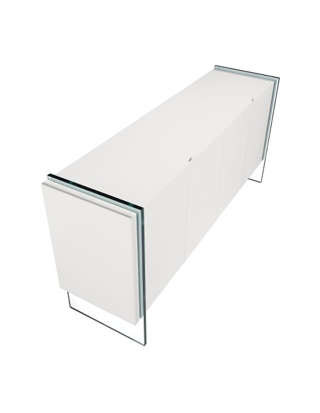 Aparador madera blanco y cristal templado