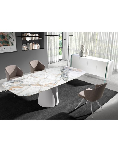 Aparador madera blanco y cristal templado